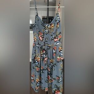 Xhilaration Blue Floral Button-Down Dress